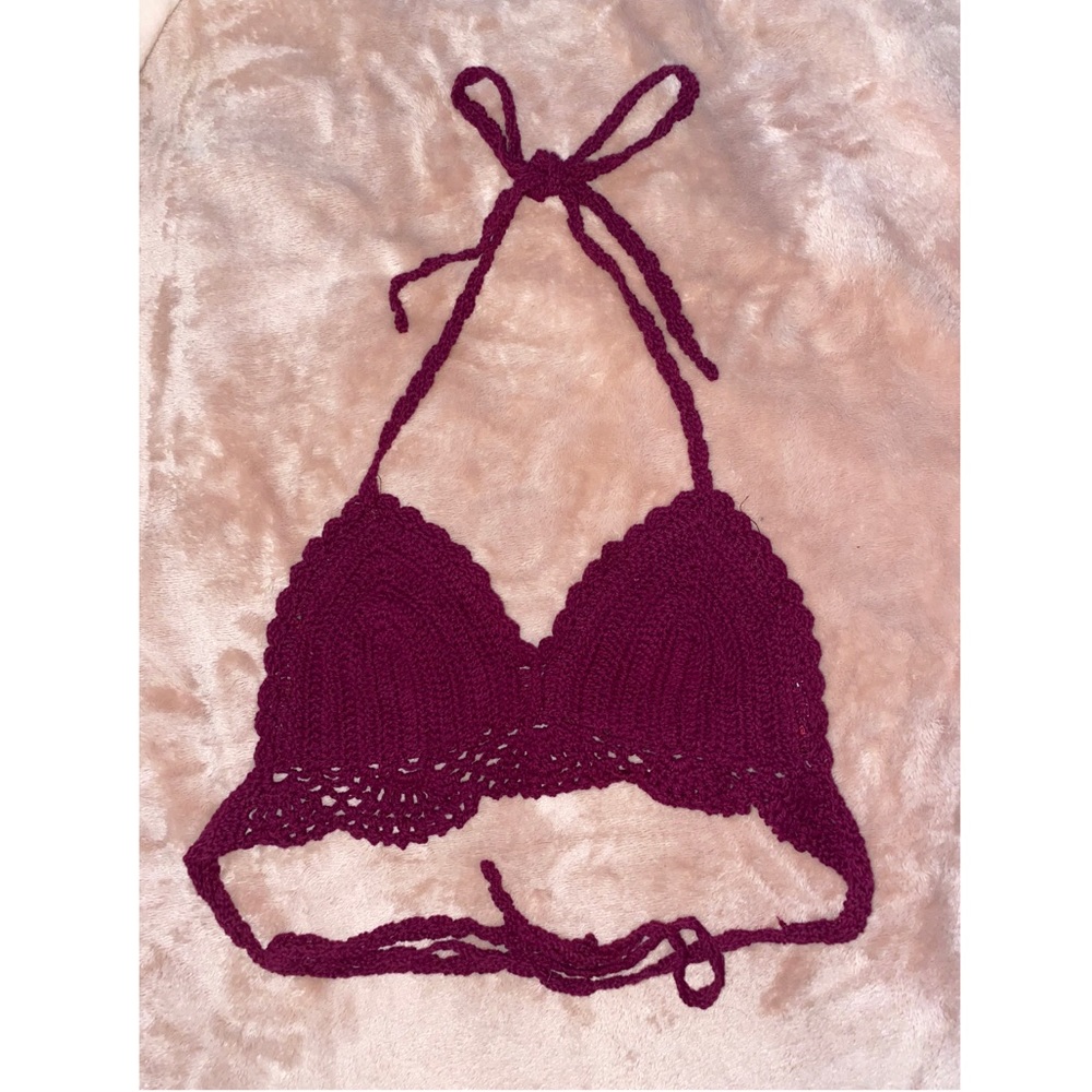 Crochet Maroon Bikini Top